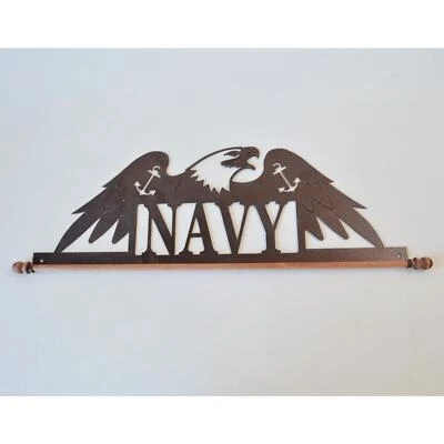 Вешалка для садового флага темно-синяя - металлический настенный гобелен держатель - орел военная 24 - Изображение 1 из 4