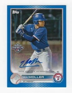 2022 Topps Pro Debut #PD-5 Ian Moller automático azul paralelo #'d 084/150 ~ Rangers - Imagen 1 de 2