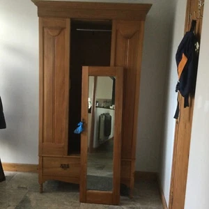 Elegant Antique Wardrobe With One Mirrored Door And One Drawer Door Needs Fixing - Picture 1 of 23