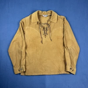 True Vintage 60er Peter's Whaler Schnür Western Wildleder Hemd hellbraun Herren Gr. M - Bild 1 von 7