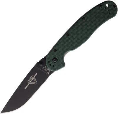 Ontario RAT 1 Linerlock Green G10 Folding Black Oxide S35VN Pocket Knife 8991 - Image 1 of 4