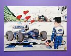 altes Foto Karikatur Nigel Mansell Williams Renault Formel 1 GP 1994, 16x22cm