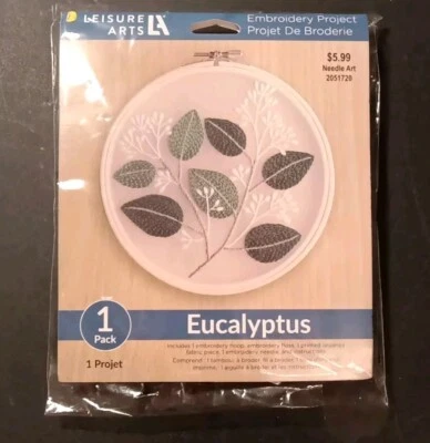 ⭐️LEISURE ARTS Bordado Projeto EUCALIPTO com Aro e Fio Bordado - Imagem 1 de 2