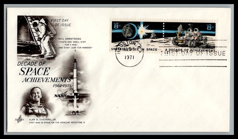 US FDC # 1434-1435 8c Space Accomplish ArtCraft Pair  1971, 0a707 - Image 1 of 1