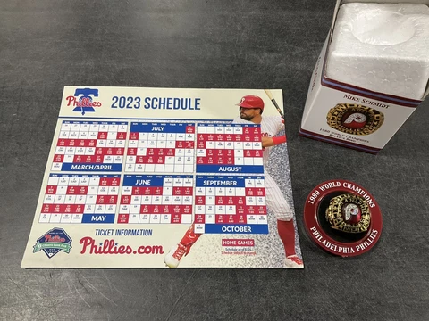 PHILLIES MIKE SCHMIDT 1980 WORLD SERIES REPLICA RING & 2023 MAGNET SCHEDULE SGA Cover