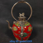 Chinese Old Tibet silver Hand-carved Lion kylin Dragon Porcelain Teapot 23290