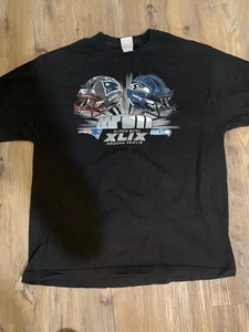 Black Patriots Seahawks Helmet Print Super Bowl XLIV 49 T-Shirt Size XL - Bild 1 von 3