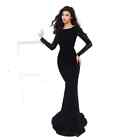 NWT Tarik Ediz $895 Broadway Black Lace Maxi Formal Gown Dress Women's SZ 8