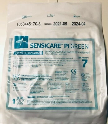 10 pares de luvas de poliisopreno sintético verde SENSICARE PI tamanho 7 - Imagem 1 de 3