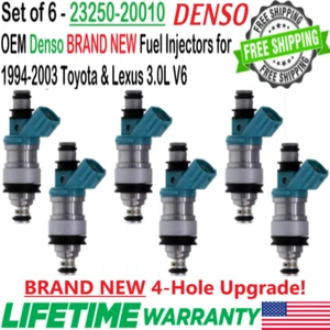 New OEM Denso 4-Hole Upgrade 6Pcs Fuel Injectors For 1995-99 Toyota Avalon 3.0L - Picture 1 of 5