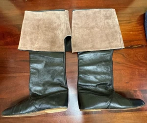 LEATHER HANDMADE PIRATE BOOTS WITH CUFFS MEDIEVAL, MUSKETEER, PIRATE, BUCCANEER - Picture 1 of 11