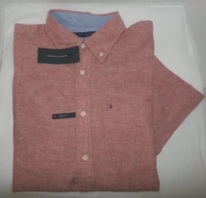 TOMMY HILFIGER S/S BUTTON UP SHIRT~SZ MED~NWT~LINEN BLEND - Picture 1 of 2