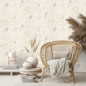 Prestigeträchtige Textilien Beige Floral Feature Wandkleister The Wall Tapete - Bild 1 von 8