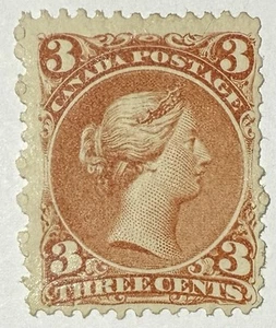 Canadá #25b 1868 3c rojo grande reina Bothwell papel MH/OG; $1,100 UCV - Imagen 1 de 4
