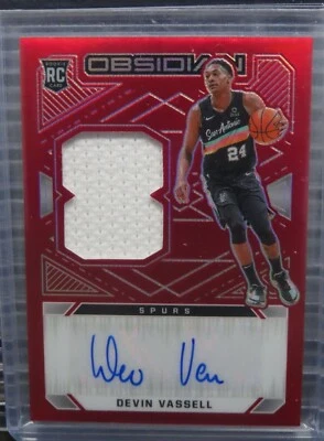 Devin Vassell 2020-21 Panini Obsidian Red Flood Etch Rookie Jersey Autograph 221 - Image 1 of 2