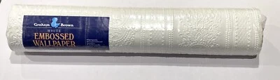 1 Roll Graham & Brown Embossed Wallpaper Rolls Textured 270102 A White NIP - Image 1 of 4