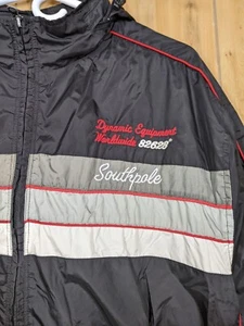 Vintage Y2K SouthPole Windbreaker Jacket Black Adult Mens Large - Picture 1 of 14