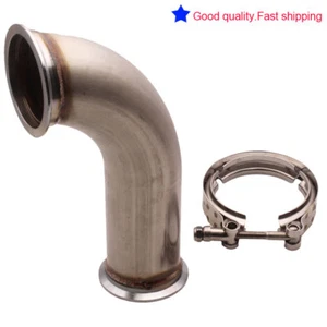 Universal 3" 90 Degree Garrett V-Band With clamp Pipe Short Leg 6" leg pipe - Foto 1 di 8