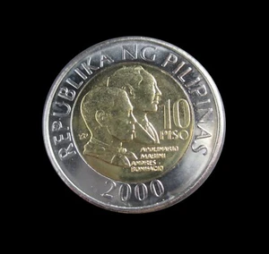 PHILIPPINES 10 PISO 2000 BI-METALLIC COMMEMORATIVE UNC KM 278 #6240# - Picture 1 of 2