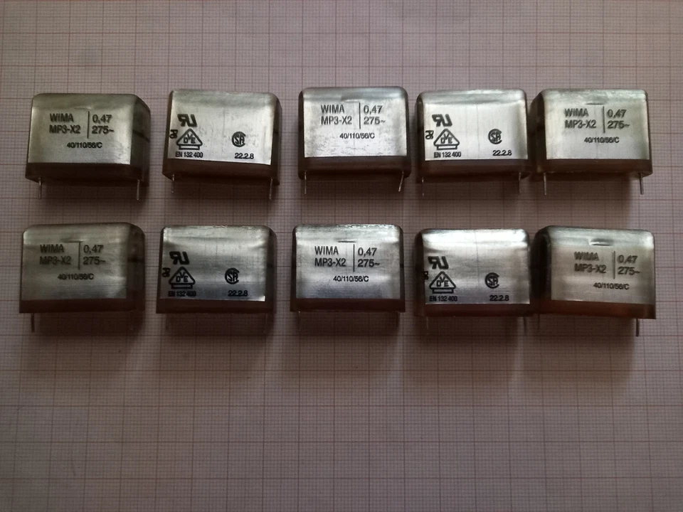 10x 470nF 0,47µF 0,47uF 275Vac Wima MP3 X2 RM27,5 Entstör - Kondensator bleifrei