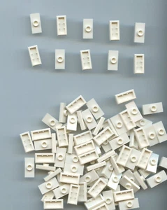 LEGO x 100 White Plate, Modified 1 x 2 with 1 Stud (Jumper) 15573 - Picture 1 of 1