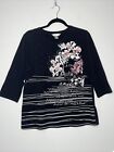 Christopher And Banks Womens Large Top Black And Floral