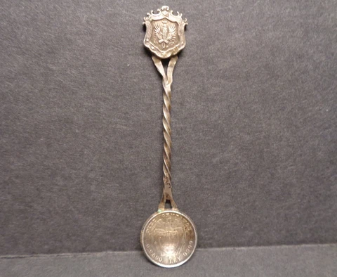 Vintage Sterling Silver Colombian Coin Spoon Cover