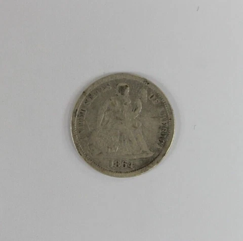 1864-S Liberty Seated Dime - Fine Condition - Rare (Y640) Cover