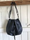 Black Leather Duffle Shoulder Bag Plaited Pull Closing With Strap Accessorize