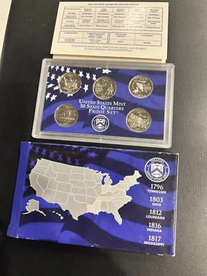 2002 S 50 State Quarters Proof Set - TN, OH, LA, IN, and MS - Image 1 of 3