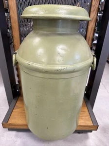 Staten Island NY 23” 40 Quarts Liquid Sealed Milk Can GREEN Metal Steel (B7) - Picture 1 of 13