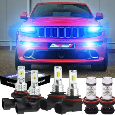 For 2014-2018 Jeep Grand Cherokee Combo Ice Blue LED Headlights & Fog Light Kit - Image 1 of 4