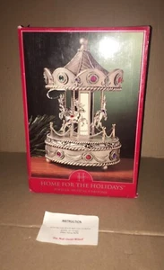 Home For The Holidays Jeweled Musical Carousel Reindeer Silver Bell's w/ Box - Picture 1 of 9