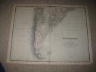 Huge Gorgeous Antique 1894 South Southern South America Handcolor Map Argentina