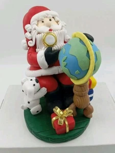 Clay Dough Christmas Figurine Santa Claus Dog Dalmatian Globe 5" - Picture 1 of 17