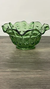 "Panel Starburst con volantes verde priscilla de vidrio Indiana vintage 5,5""" - Imagen 1 de 6