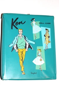 KEN DOLL CASE 1961 TEAL GREEN MATTEL GREAT CONDITION - Picture 1 of 7