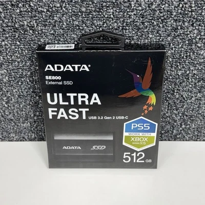 ADATA SE800 512GB USB 3.2 Gen 2 Portable External SSD IP68 Rugged Black PS5 Xbox - Image 1 of 4