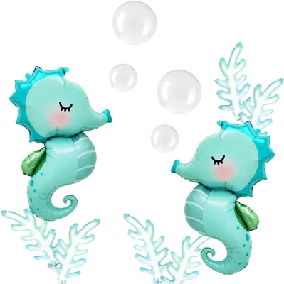 Kit de decoração de festa inflável cavalo-marinho e balões oceânicos sob o mar - Imagem 1 de 4
