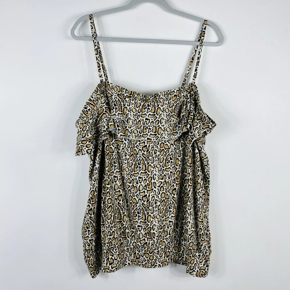 Top Cami Lane Bryant Talla Grande 22 24 Estampado Animal Leopardo Volantes en Niveles Foto 1 de 4