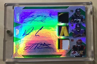 2017 XR Joe Mixon Dalvin Cook Leonard Fournette Triple ROOKIE PATCH AUTO 1/3 RPA - Image 1 of 3