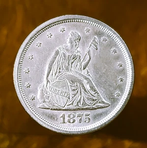 1875-S TWENTY CENT 20c PIECE ~ SHARP STRIKE ~ CHOICE ABOUT UNCIRCULATED - Picture 1 of 2