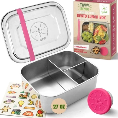 Stainless Steel Bento Box Kids [27oz] - Metal Lunch Bento Box for Kids with L... - Image 1 of 4