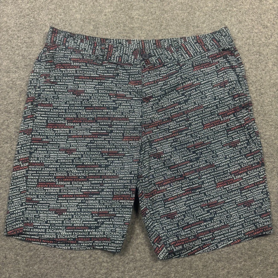 Armani Exchange A|X Shorts Men 35x9 Black All Over Print Designer Streetwear - Image 1 of 4