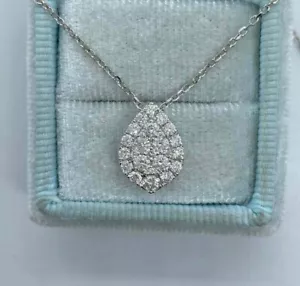 1.50 Ct Round Cut Real Moissanite Teardrop Pendant Necklace 925 Sterling Silver - Picture 1 of 3