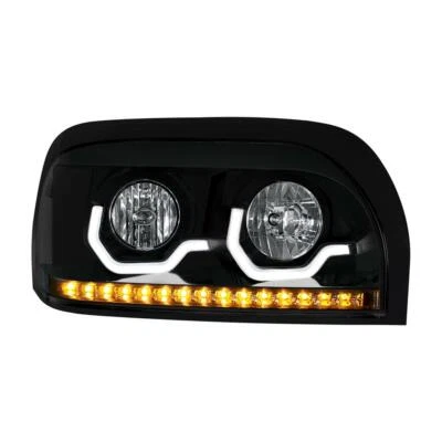 RH Blackout Headlight w/ LED Turn Signal & Light Bar For Freightliner Century - Image 1 of 4
