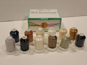 New Brothread 12 Neutral & Jean Colors 100% Mercerized Cotton Threads 600M - Picture 1 of 5
