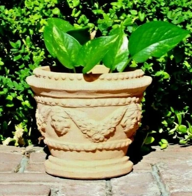 VINTAGE ANGEL FLOWERPOT Concrete Cement Cherub Eros Garden Container Planter Pot - Image 1 of 4