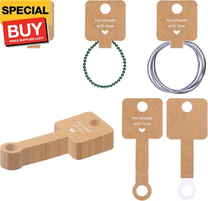 Necklace Display Cards, 100 Pcs Kraft Jewelry Packaging Cards 4 x 1.5 Handmade w - Picture 1 of 7