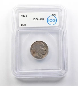 1935 Indian Head Buffalo Nickel DDR G6 ICG ERROR *8194 - Picture 1 of 3